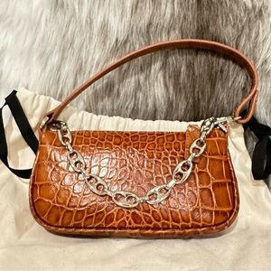 By Far NEW Mini Croc Rachel Shoulder Bag in brown